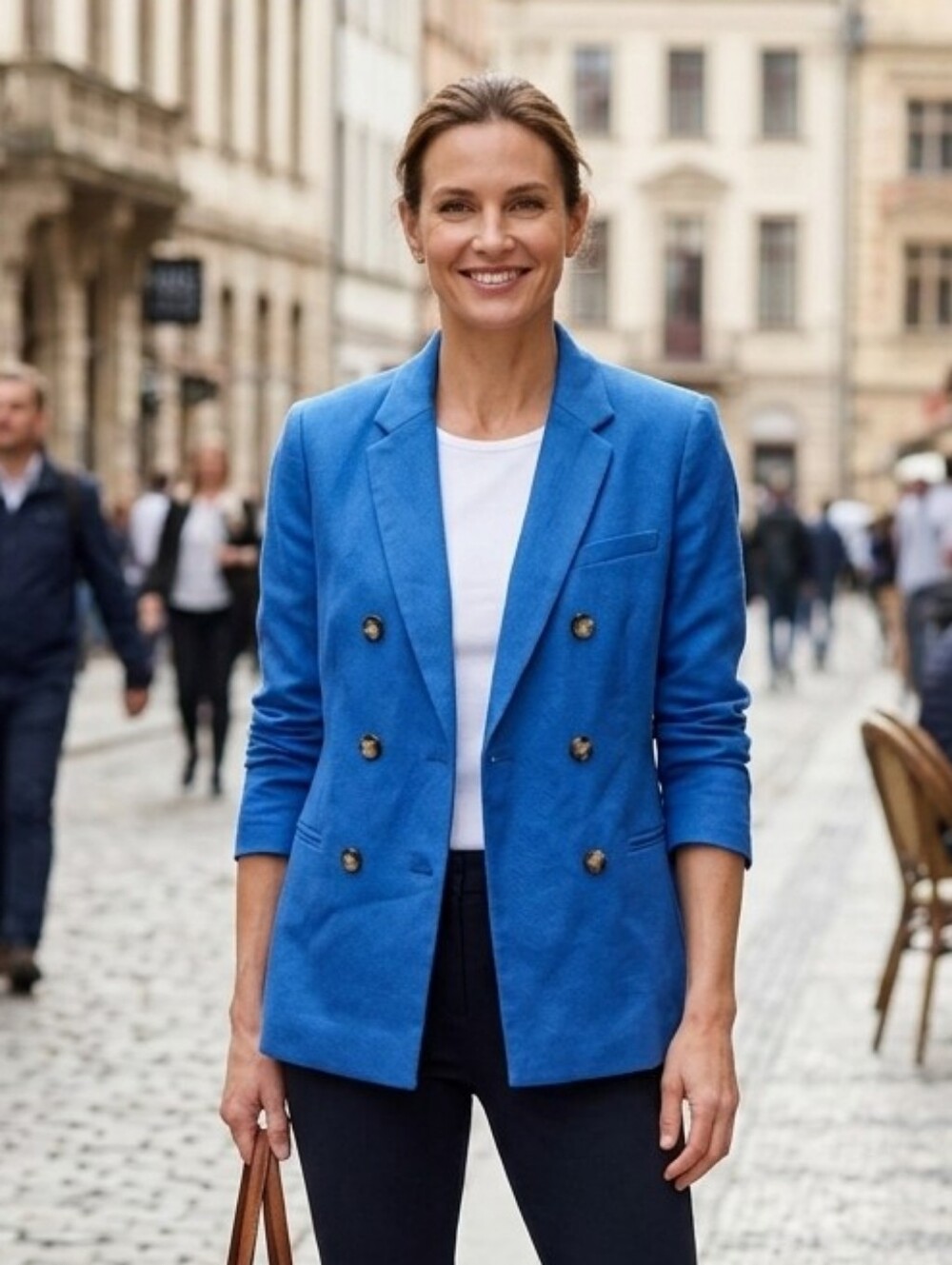 Talbots Women's Preppy Business Casual Blue Double Breasted Blazer Size 8